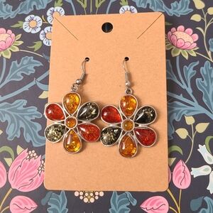 Retro Resin Flower Earrings